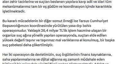 Bakan Gürlek: Suç odaklarına karşı mücadelemiz kararlılıkla sürecektir