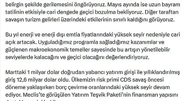 Bakan Şimşek'ten 'cari açık' değerlendirmesi