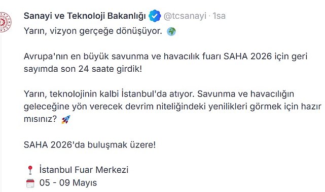 Bakanlıktan SAHA 2026 paylaşımı