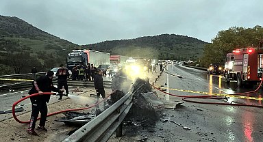 Bariyere çarpan otomobil alev alıp, yandı: 1 ölü, 1 yaralı