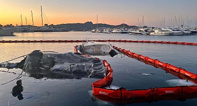 Bodrum'da marinadaki yangında batan 7 motoryatın enkazı kaldırıldı