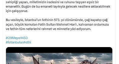 Cevdet Yılmaz, İstanbul'un fethinin 573'üncü yıl dönümünü kutladı