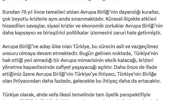 Cumhurbaşkanı Erdoğan: AB ile ilişkilerimizi kazan-kazan anlayışıyla ilerletme iradesindeyiz