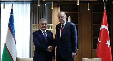 Cumhurbaşkanı Erdoğan, Özbekistan Cumhurbaşkanı Mirziyoyev ile görüştü