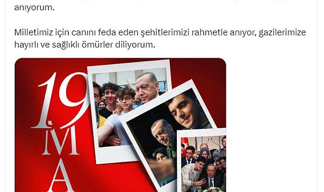 Cumhurbaşkanı Erdoğan'dan '19 Mayıs' mesajı