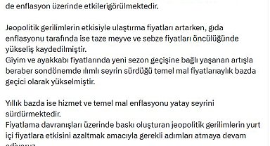 Cumhurbaşkanı Yardımcısı Yılmaz: Dezenflasyon sürecini kararlılıkla sürdürüyoruz