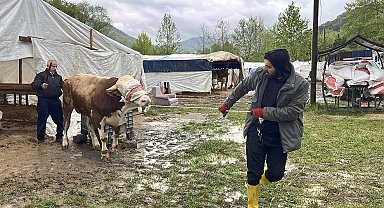Derenin debisi arttı; iş yerleri ve kurbanlık pazarı tahliye edildi
