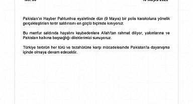 Dışişlerinden Pakistan'da meydana gelen terör saldırısına kınama