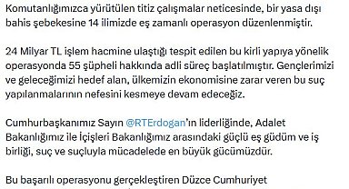 Düzce merkezli 14 ilde yasa dışı bahis operasyonu