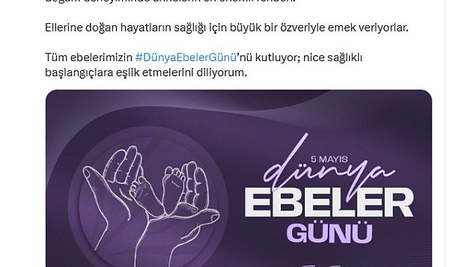 Emine Erdoğan'dan 'Dünya Ebeler Günü' paylaşımı