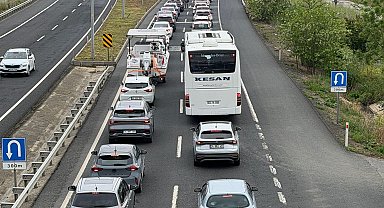 İstanbul-Tekirdağ kara yolunda trafik yoğunluğu