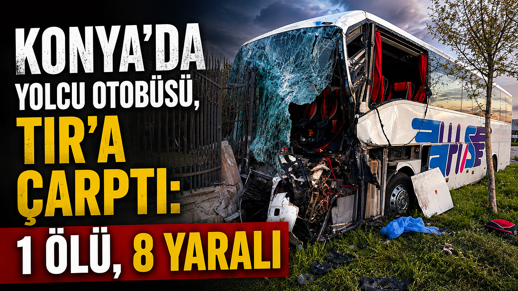 Konya'da yolcu otobüsü, TIR'a çarptı: 1 ölü, 8 yaralı
