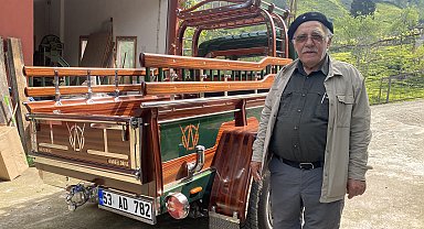 Kündekari ustasından, hurda arazi araca ahşap dokunuş