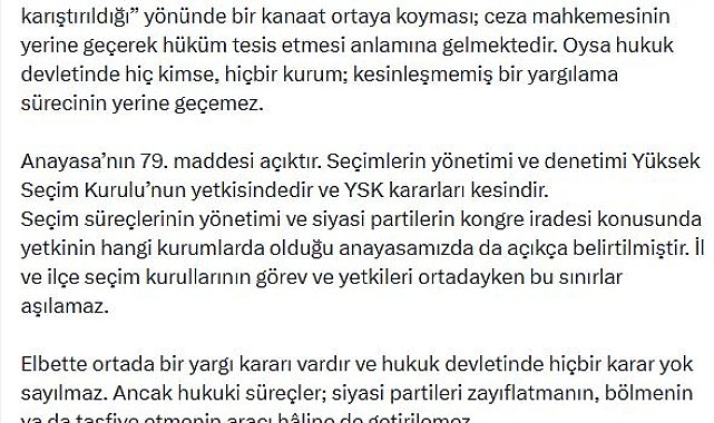 Mansur Yavaş: Yapılması gereken partinin kongre kararı alacağını açıklamasıdır