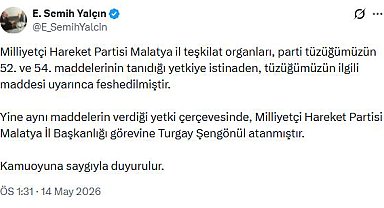 MHP'li Yalçın: MHP Malatya il teşkilatı feshedildi