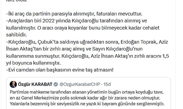 Özel'den CHP Genel Merkezindeki araç görüntülerine açıklama