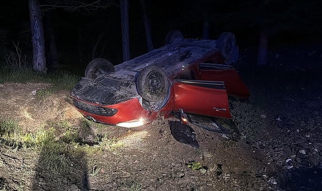 Sürücüsünün virajı alamadığı otomobil takla attı: 3 yaralı