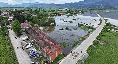 Tokat'ta taşkın nedeniyle tahliye edilen köyde son durum havadan görüntülendi