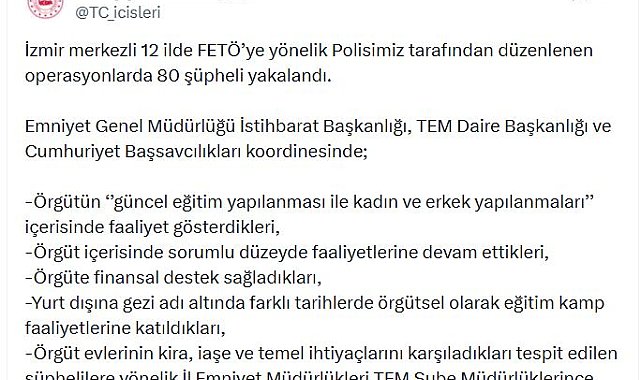 12 ilde FETÖ operasyonu: 80 gözaltı