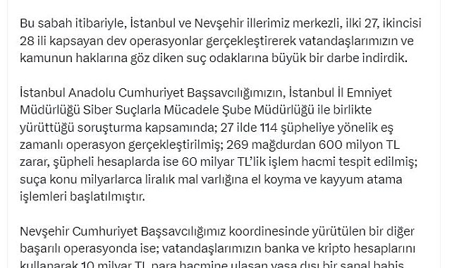 'Dolandırıcılık' ve 'yasa dışı bahis' soruşturmalarında 221 gözaltı kararı