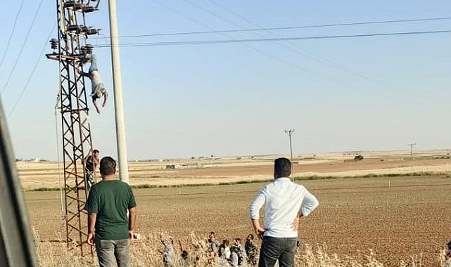 Akıma kapıldığı direkte asılı kaldı