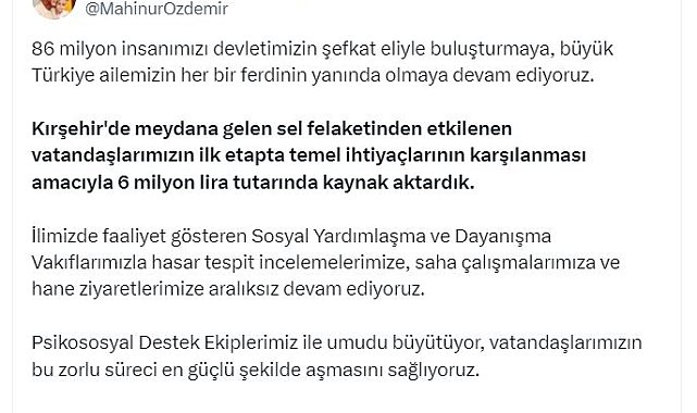 Bakan Göktaş: Kırşehir'deki sel felaketi için ilk etapta 6 milyon lira kaynak aktardık