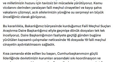 Bakan Gürlek: Faili Meçhul Suçları Araştırma Daire Başkanlığı'nın çalışmalarıyla 19 cinayet aydınlatıldı