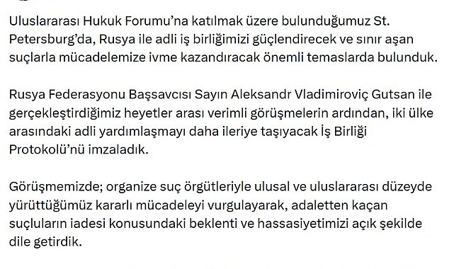 Bakan Gürlek: İade taleplerimizi Rus makamlarına bildirdik