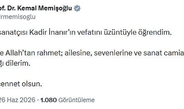 Bakan Memişoğlu'ndan Kadir İnanır için başsağlığı mesajı