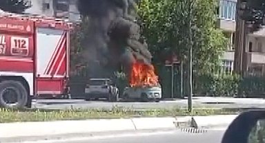 Beylikdüzü'nde elektrikli otomobilde çıkan yangın söndürüldü