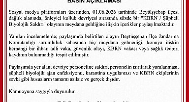 Beytüşşebap Kaymakamlığı'ndan 'KBRN saldırısı' iddiasına yalanlama