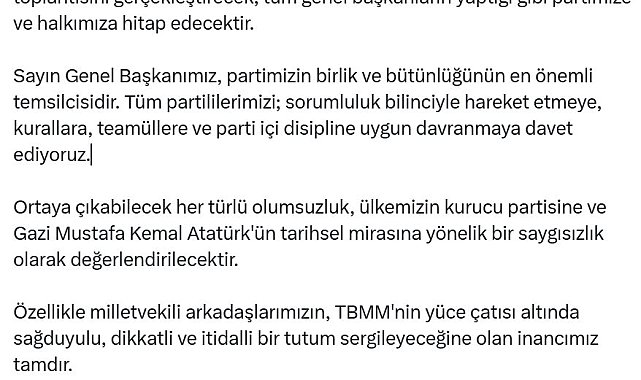 CHP Sözcüsü Sarı: Genel Başkanımız Kılıçdaroğlu, yarın grup toplantısını gerçekleştirecek