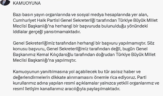 CHP'li Nalbantoğlu'ndan 'TBMM Başkanlığı'na başvuru' açıklaması