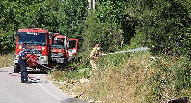 Çöplük alanda çıkan yangın ağaçlara sıçradı