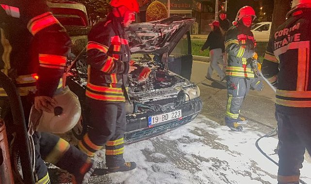 Çorum'da otomobil yangını