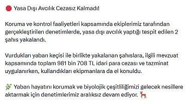 DKMP'den yasa dışı avcılığa 981,7 bin lira para cezası