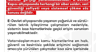 DMM: e-Devlet altyapısında herhangi bir siber saldırı söz konusu değildir