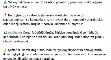 DSİ, barajların aktif doluluk oranlarını günlük paylaşacak
