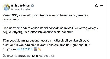 Emine Erdoğan, LGS'ye girecek öğrencilere başarı diledi