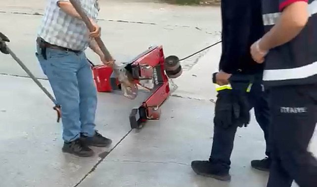 Fabrikaya giren yılan itfaiye ekipleri tarafından yakalanarak doğaya bırakıldı
