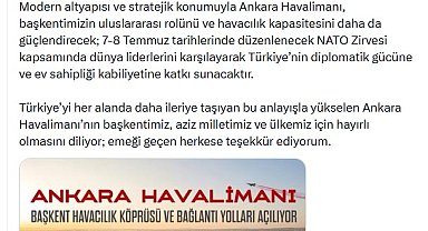 İletişim Başkanı Duran: Ankara Havalimanı, başkentimizin uluslararası rolünü güçlendirecek