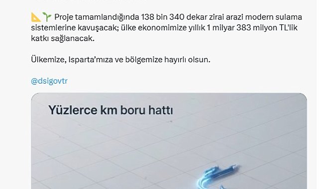 Isparta Atabey Sulaması Yenileme Projesi'nde sona yaklaşıldı