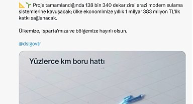 Isparta Atabey Sulaması Yenileme Projesi'nde sona yaklaşıldı