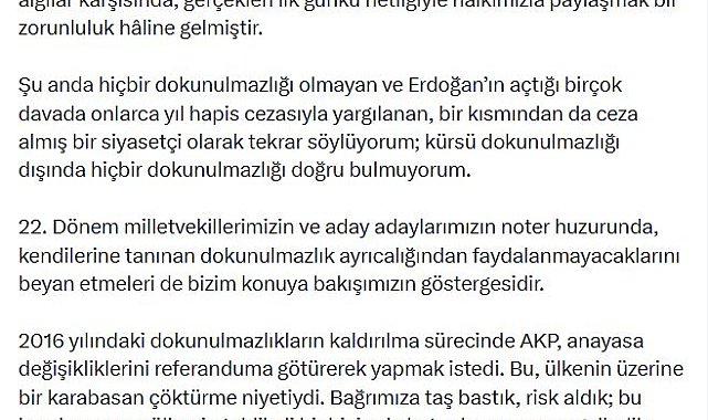 Kılıçdaroğlu'ndan 'dokunulmazlık' açıklaması