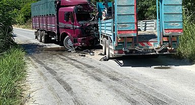 Manisa'da iki kamyonun çarpıştığı kazada sürücüler öldü, 1 yaralı