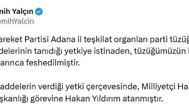 MHP Adana il teşkilatı feshedildi