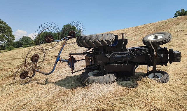 Ot toplarken devrilen traktörden düşen sürücü öldü