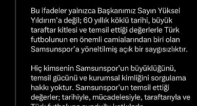 Samsunspor'dan, Fenerbahçe Başkan Vekili Barış Göktürk'ün sözlerine tepki