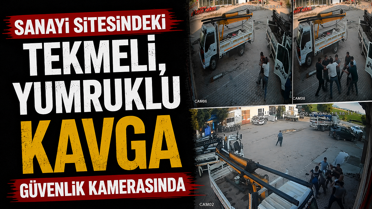 Sanayi sitesindeki tekmeli, yumruklu kavga güvenlik kamerasında