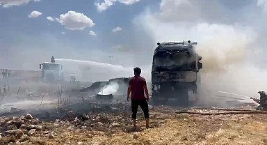 Şanlıurfa'da saman yüklü TIR yandı